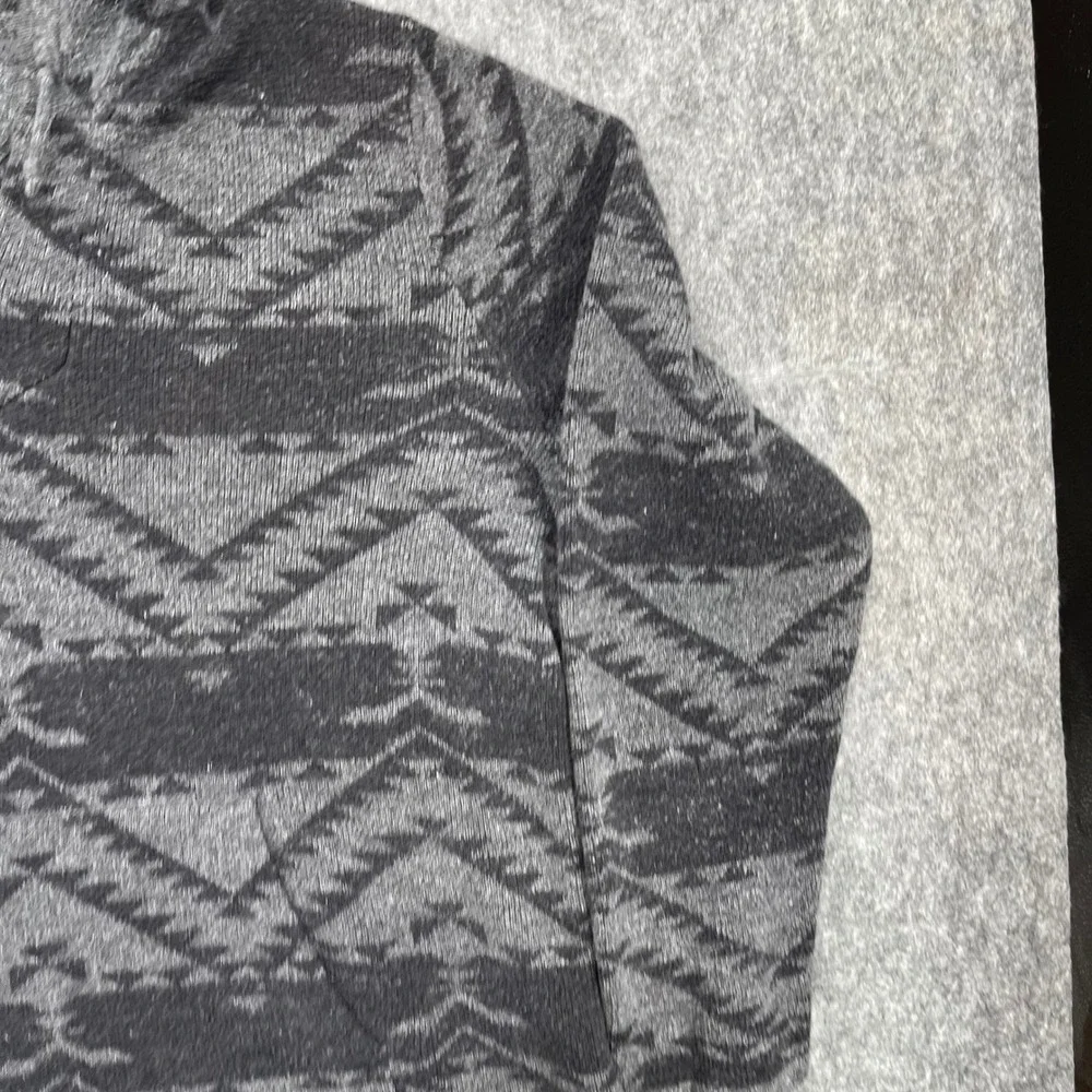 Lucky Brand Sweater Mens XL Gray Black Southwestern Geometric Knit Aztec Print